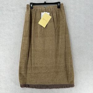 NEW Indigo Moon Maxi Skirt MEDIUM Gold Heather Chenille Boho Fringe Hem Lined‎